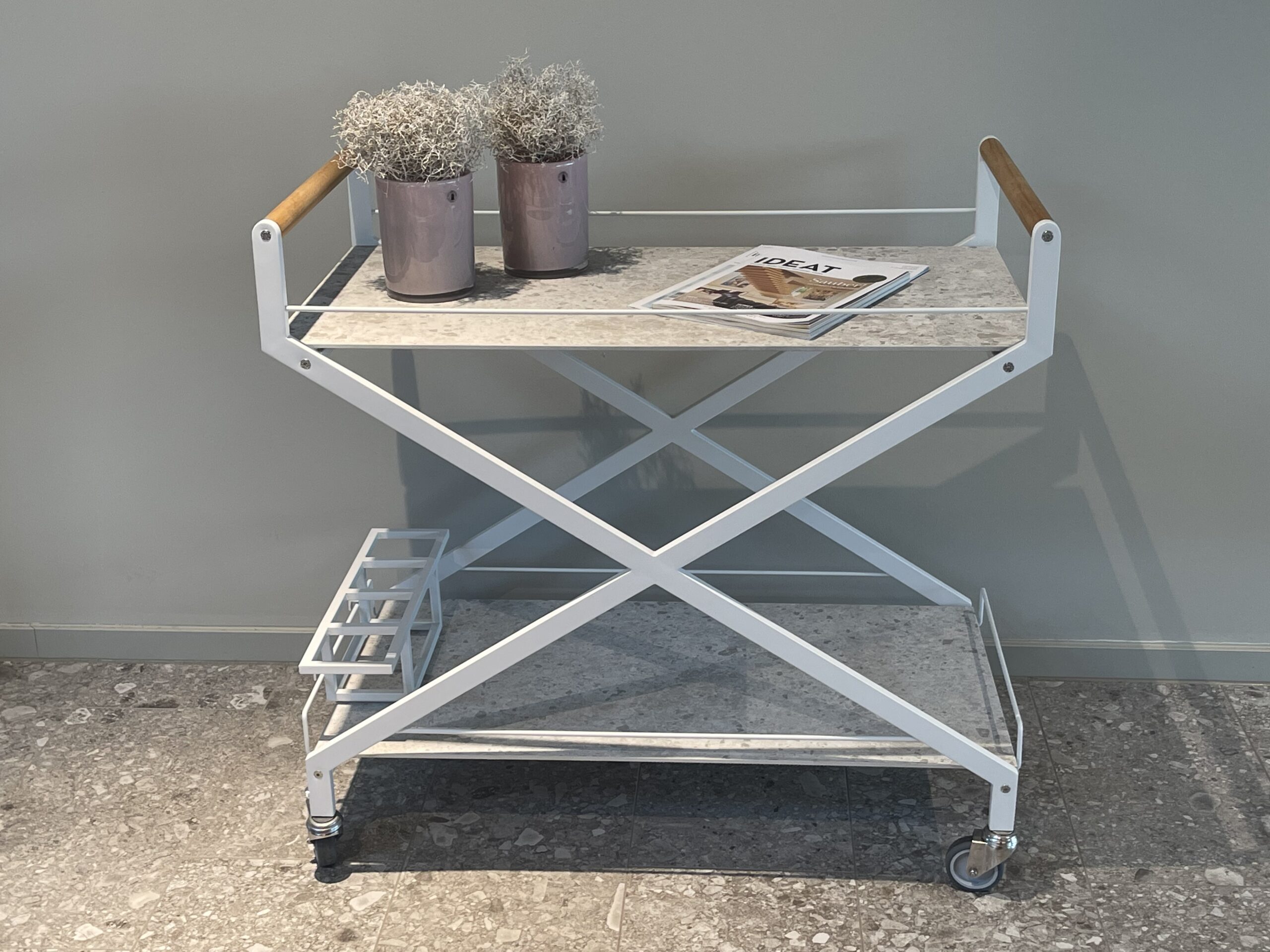 TROLLEY ONE Bar Trolley 90 x 50 cm Edelstahl beschichtet white